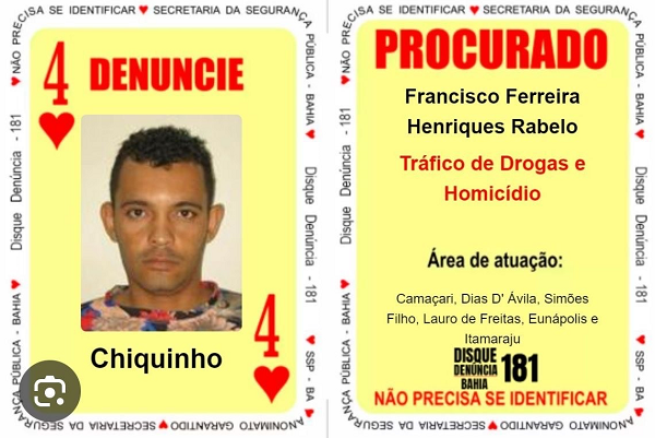 Traficante Francisco Ferreira Henriques Rabelo, mais conhecido como Chiquinho (Foto: Divulgação/SSP-BA)